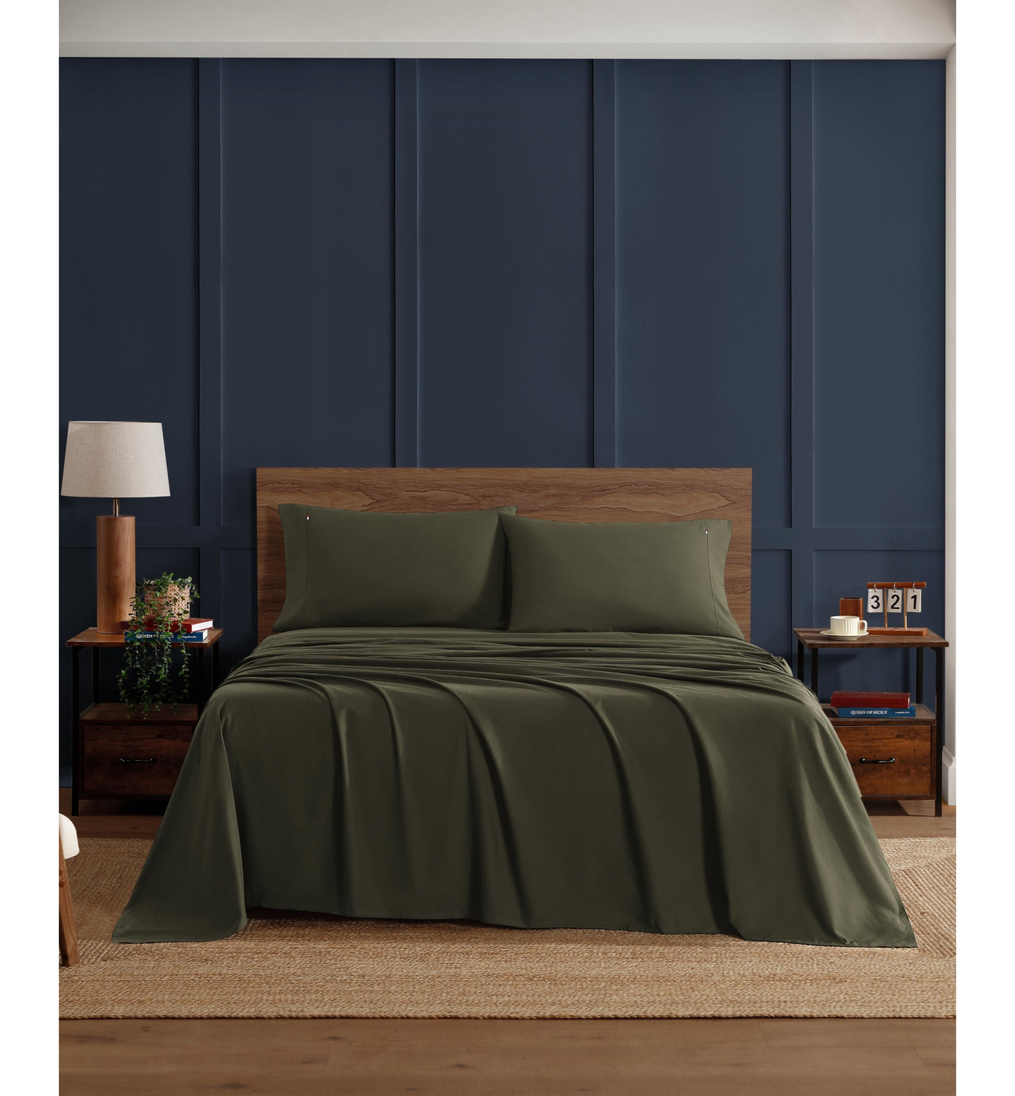 Tommy Hilfiger Solid 200-Thread Count Cotton Percale Sheet Set - Green