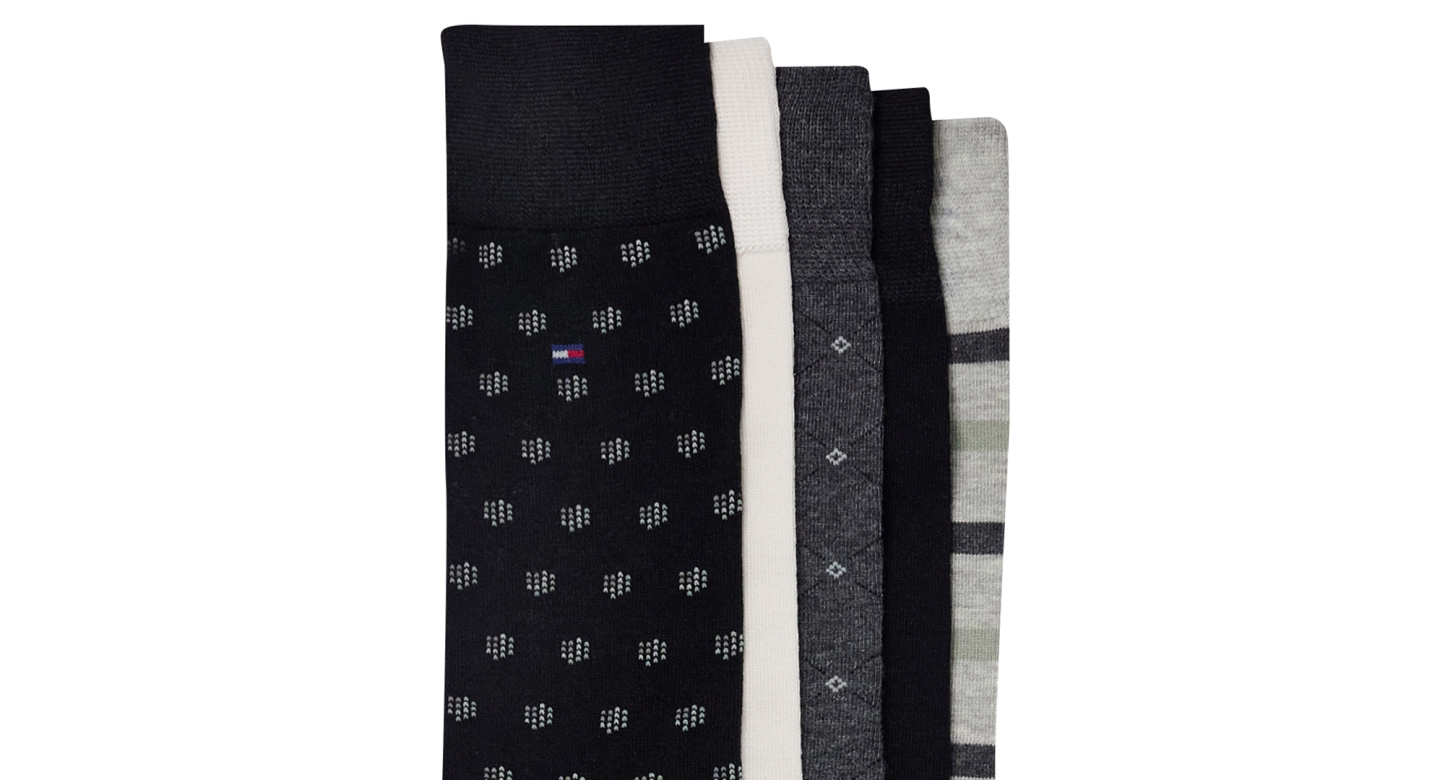 Tommy Hilfiger Men's Dress Crew Socks, 5-Pack - Black/Gray/Beige/Cream