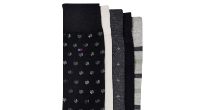 Tommy Hilfiger Men's Dress Crew Socks, 5-Pack - Black/Gray/Beige/Cream