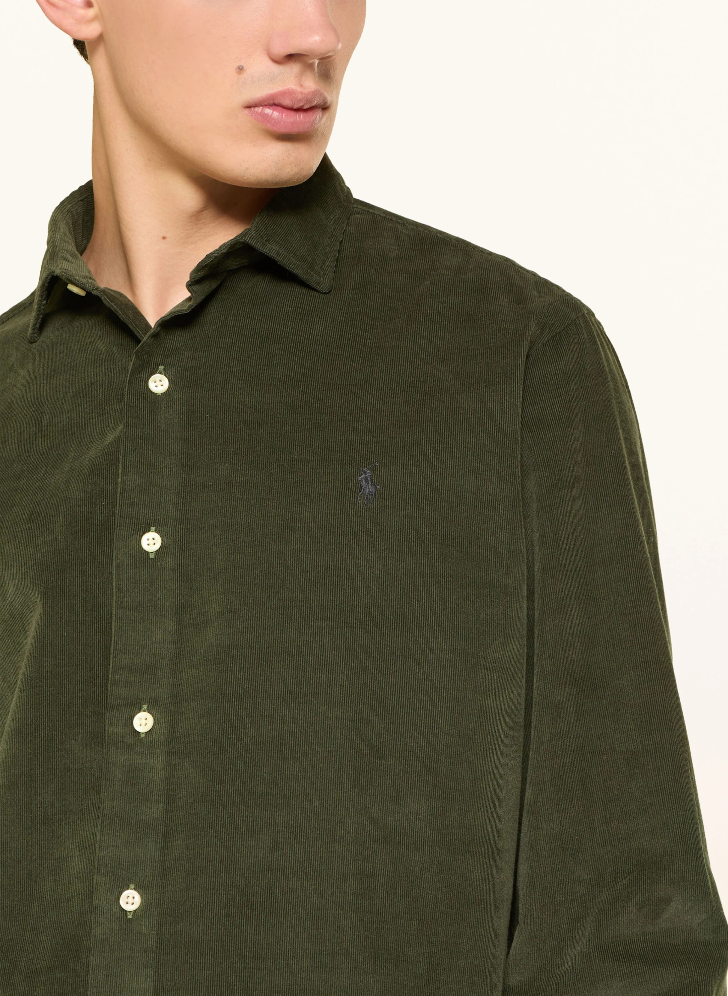 POLO RALPH LAUREN Cordhemd Custom Fit – OLIV