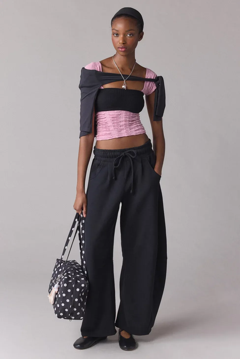 Out From Under Essential Barrel Leg Full Length Sweatpants - Black