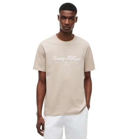 Tommy Hilfiger Men's Embroidery Script Logo T-Shirt - Batique Khaki