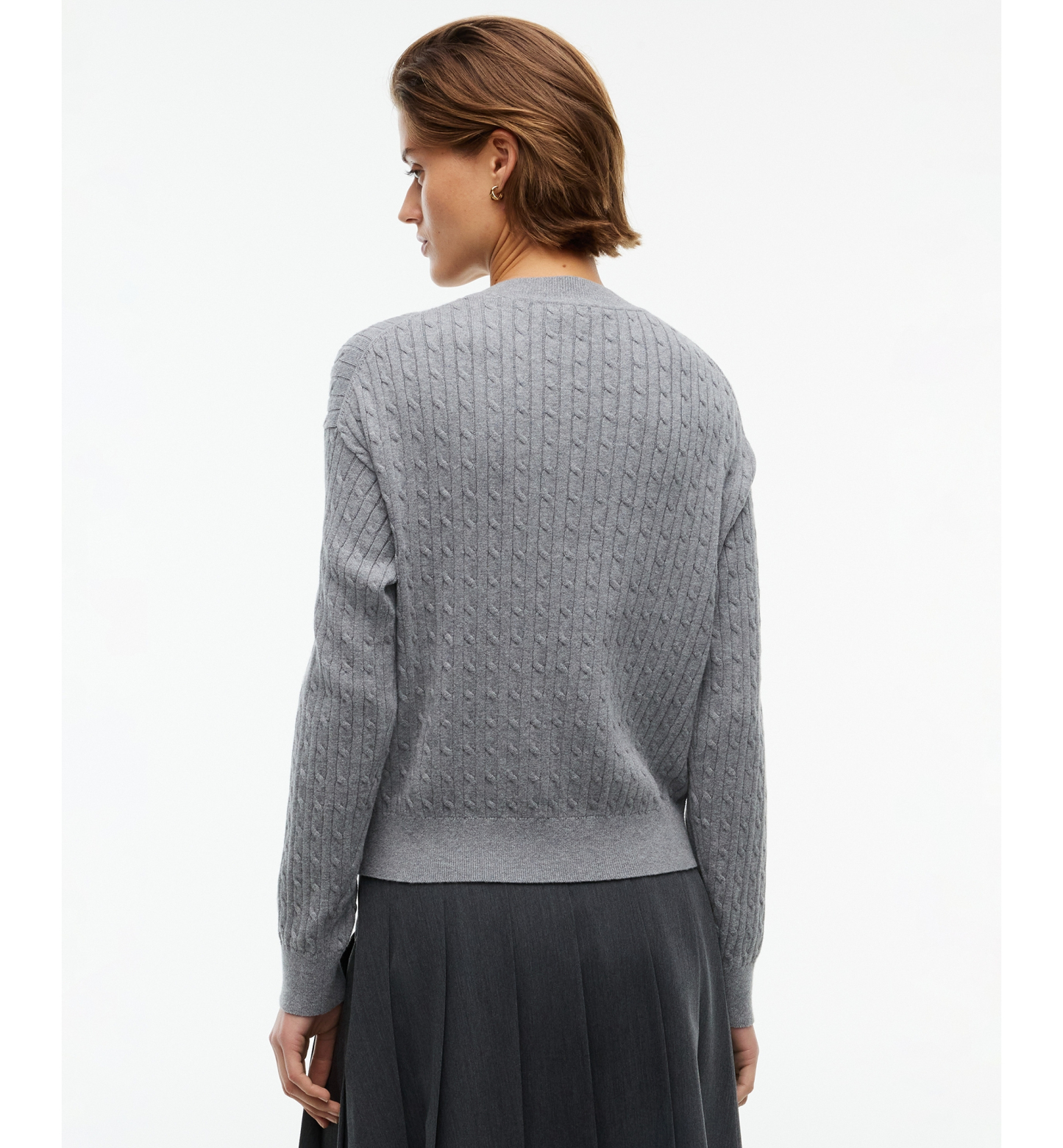 Tommy Hilfiger Women's Fine Gauge Cable-Knit Crewneck Sweater - Medium Grey Heather