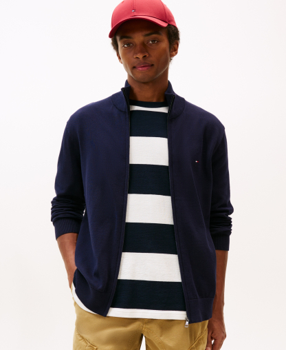 Tommy Hilfiger Men's Essential Zip-Thru Sweater - Desert Sky