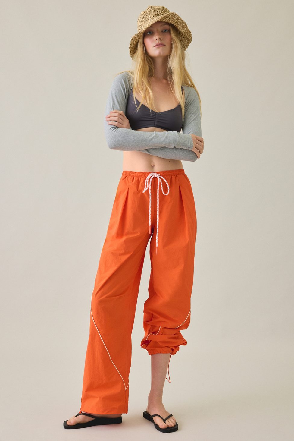 BDG Finish Line Low-Rise Baggy Track Pants - Orange