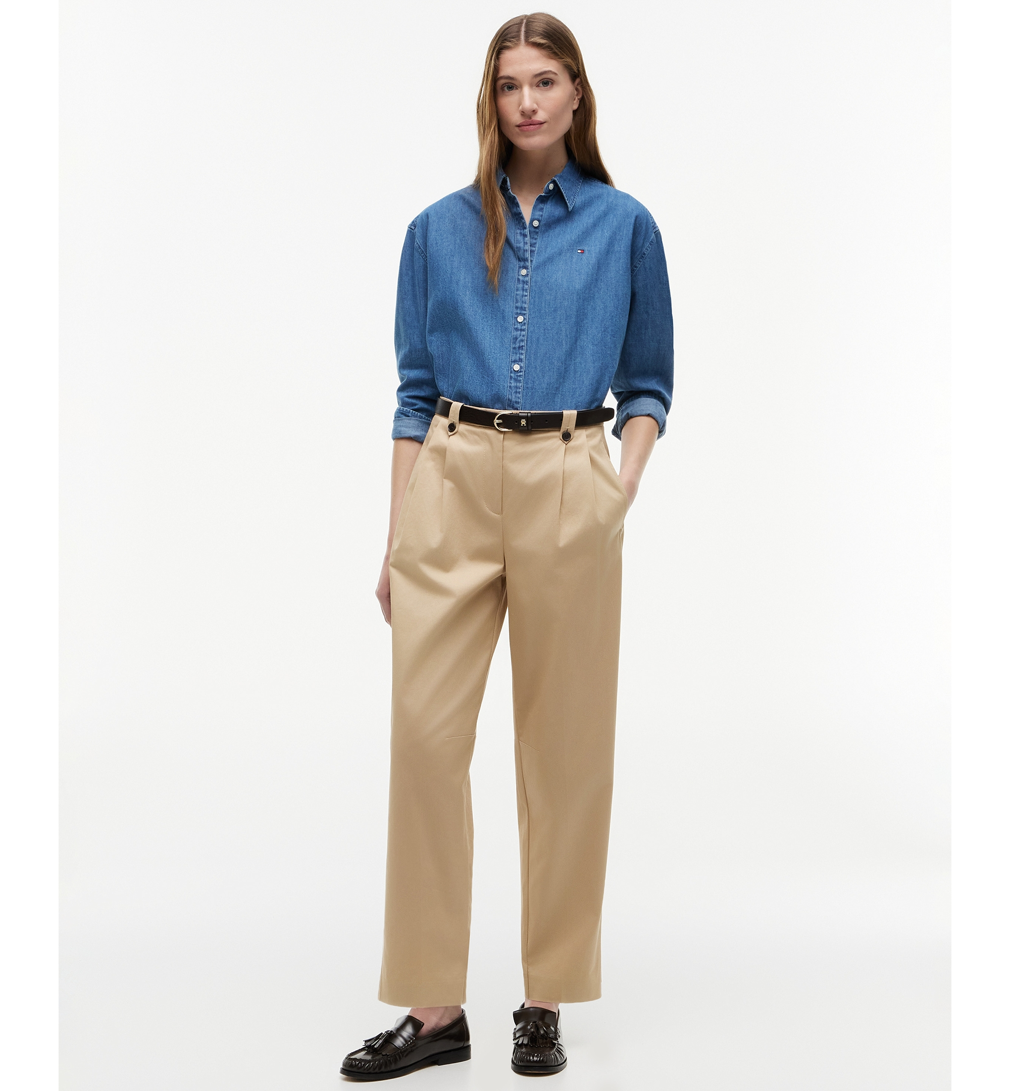 Tommy Hilfiger Women's Boxy-Fit Denim Shirt - Mid Blue Wash