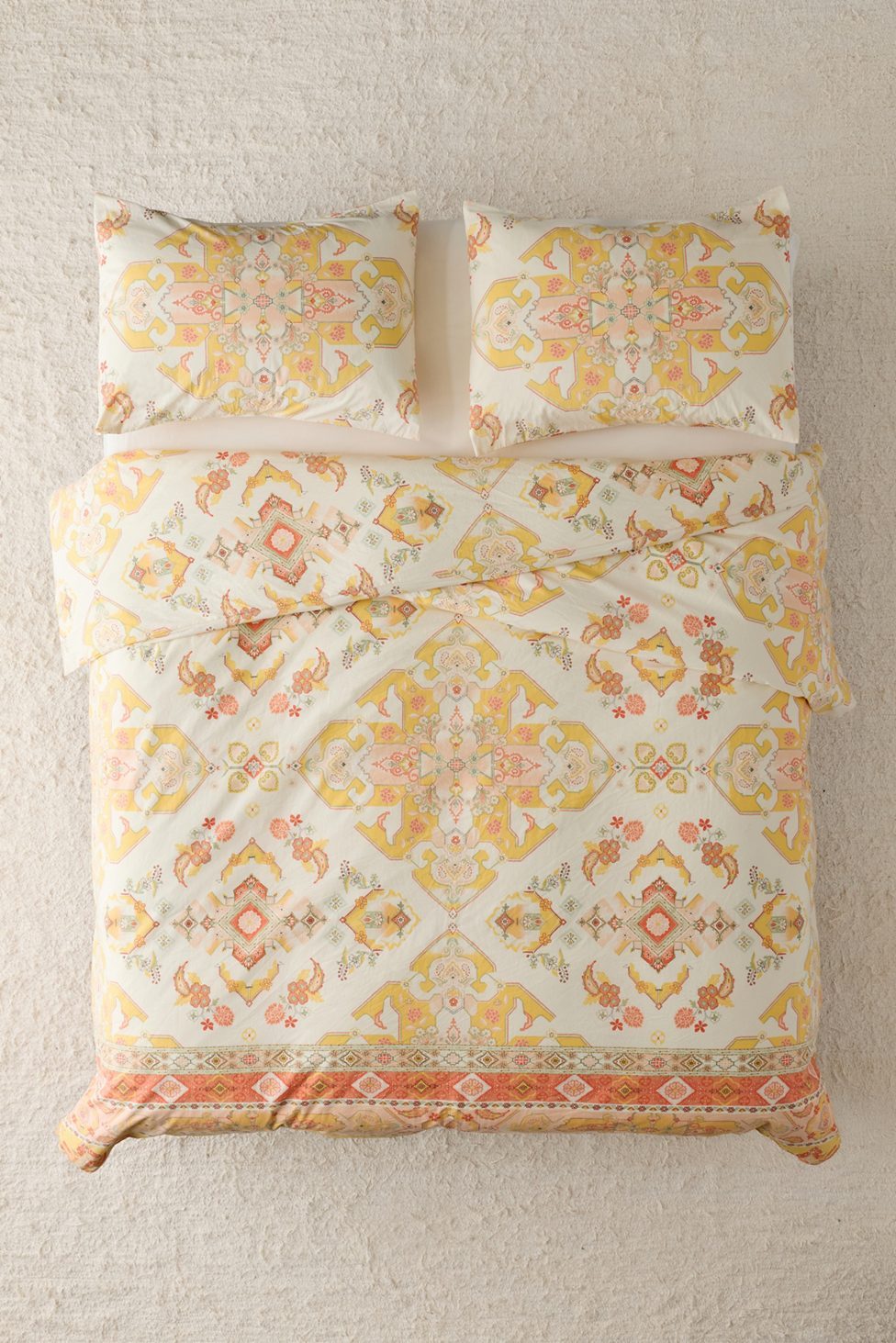 Acacia Medallion Rug Patterned Duvet Cover Set - Yellow Multi
