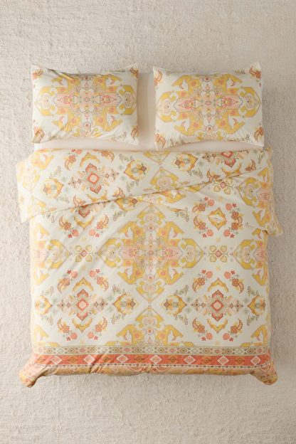 Acacia Medallion Rug Patterned Duvet Cover Set - Yellow Multi