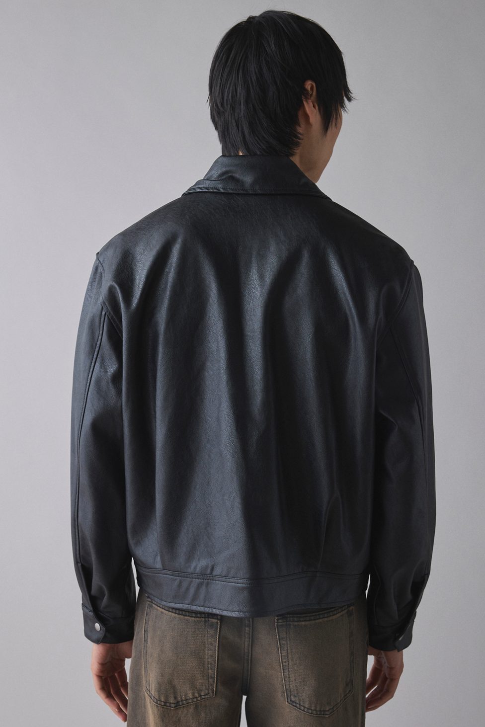 BDG Faux Leather Zip Jacket - Black