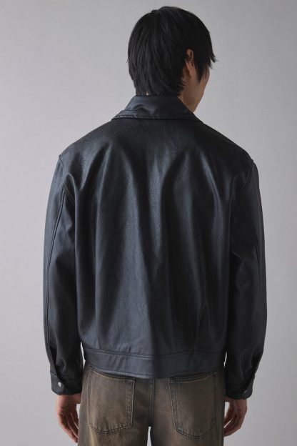 BDG Faux Leather Zip Jacket - Black