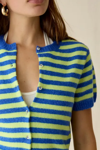 Kimchi Blue Rachel Short Sleeve Cardigan - Blue Multi