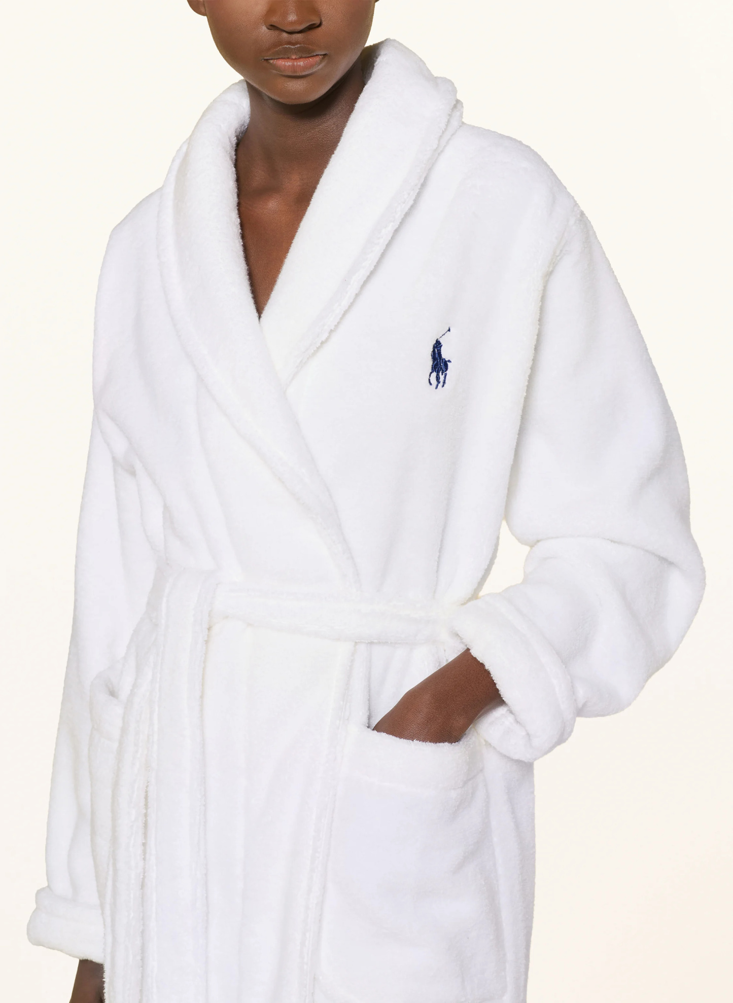 POLO RALPH LAUREN Damen-Bademantel – WEISS / DUNKELGRÜN / SCHWARZ