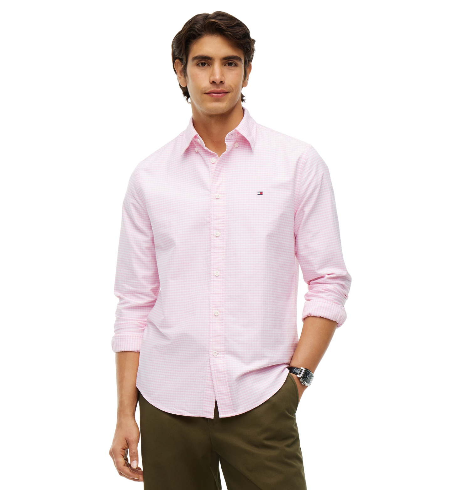 Tommy Hilfiger Men's Heritage Oxford Long-Sleeve Gingham Shirt - Classic Pink/Check