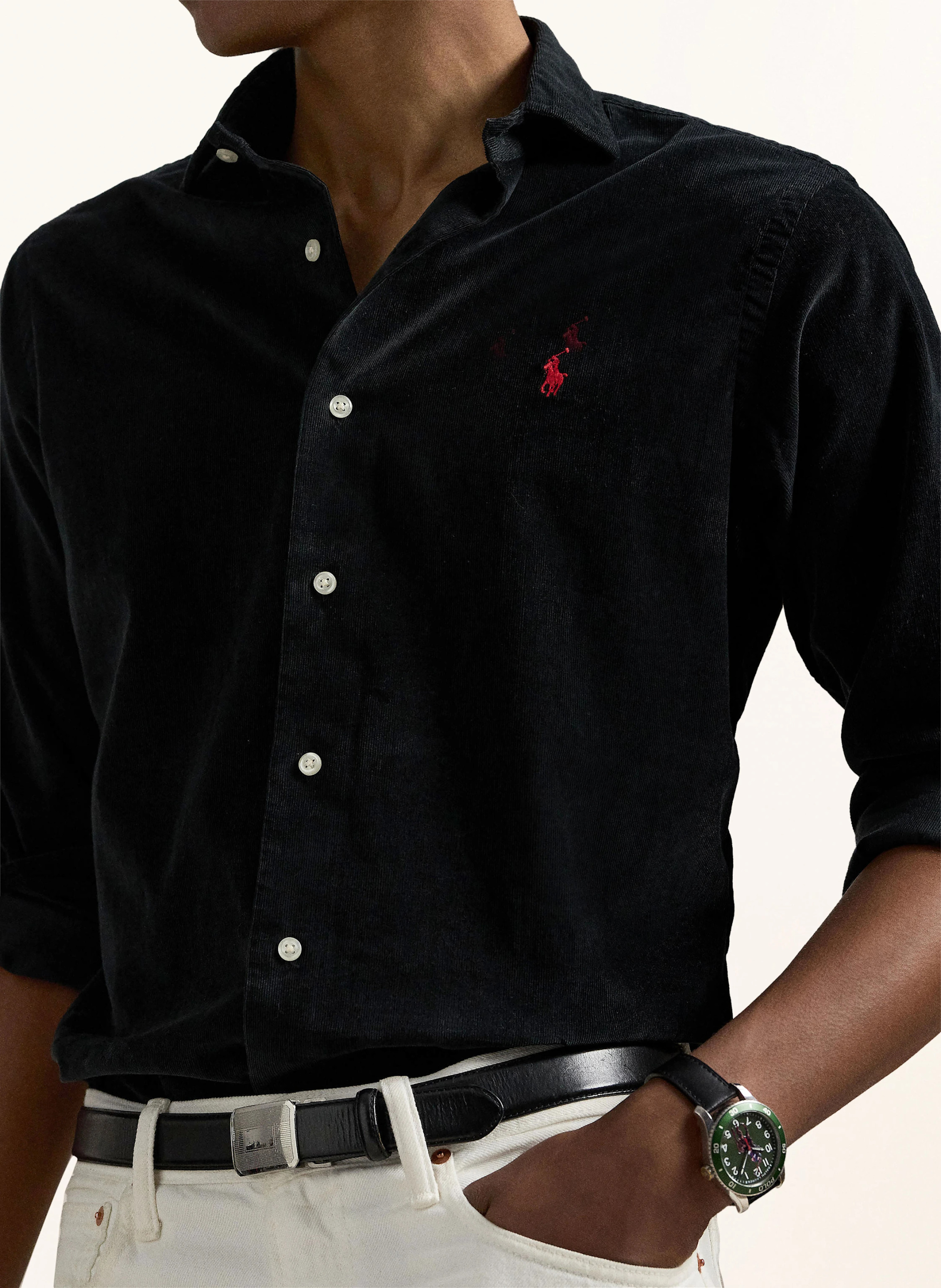 POLO RALPH LAUREN Cordhemd Custom Fit – SCHWARZ