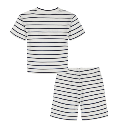 Tommy Hilfiger Baby Boys' Striped French Terry T-Shirt and Shorts, 2-Piece Set - White