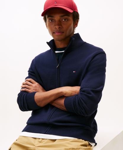 Tommy Hilfiger Men's Essential Zip-Thru Sweater - Desert Sky