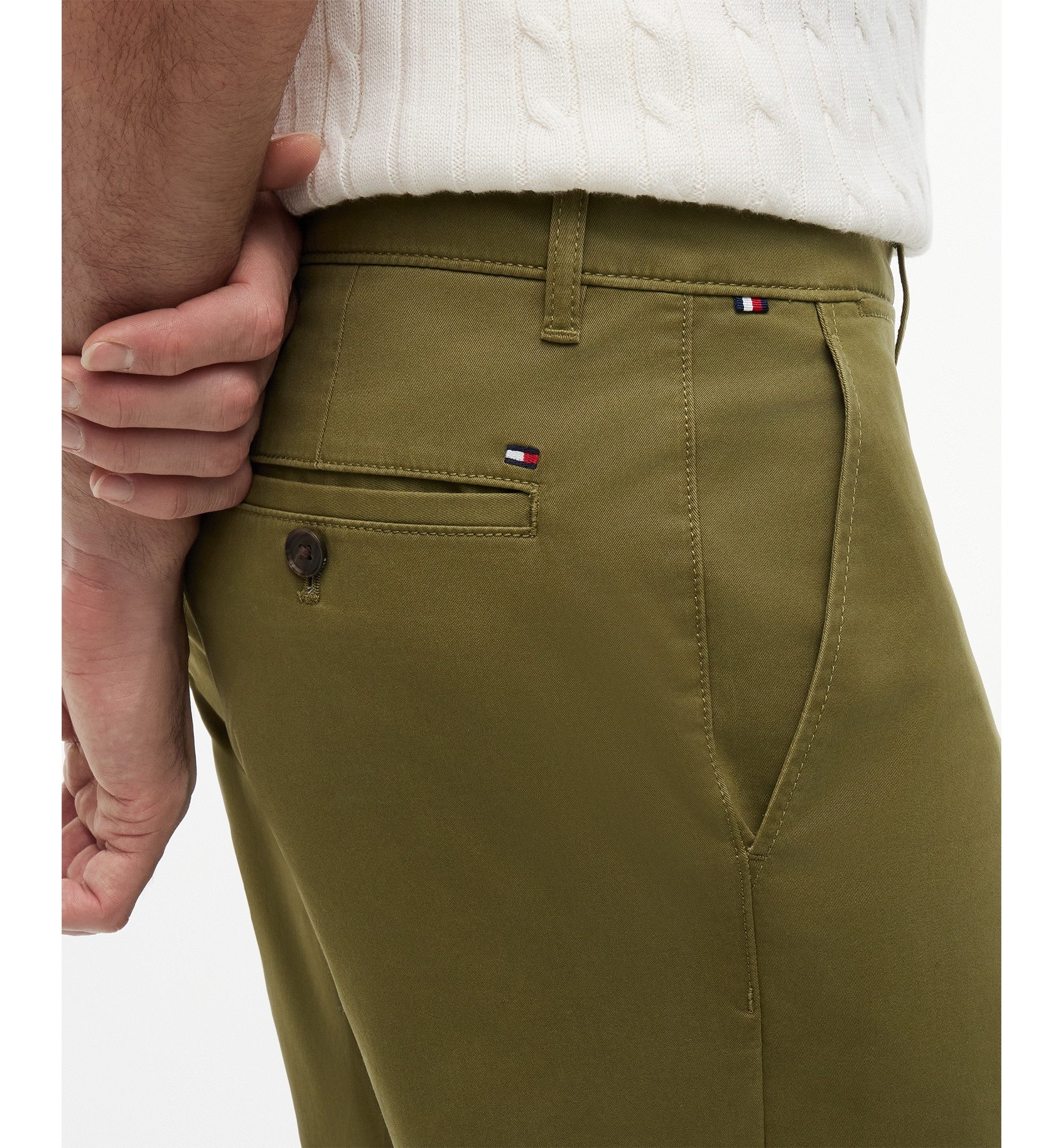 Tommy Hilfiger Men's Slim-Straight Fit Stretch Chino Pants - Uniform Olive