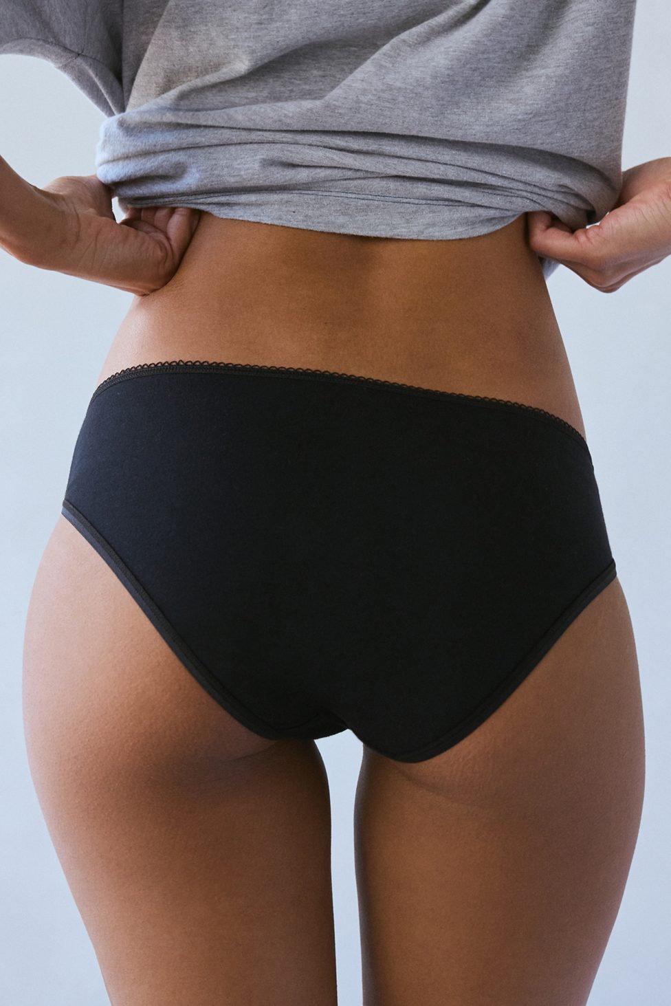 Out From Under Cotton Picot-Trim Hipster Underwear - Black