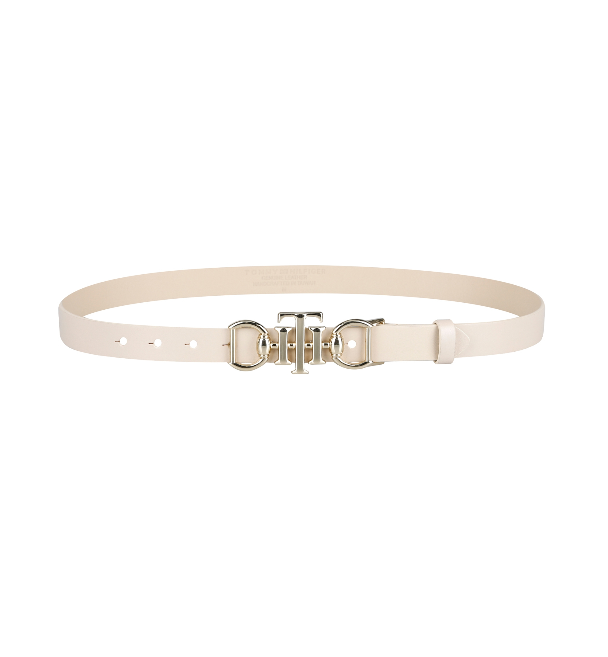 Tommy Hilfiger Women's Skinny Double Ended Horsebit Buckle Dress Casual Belt - Natural