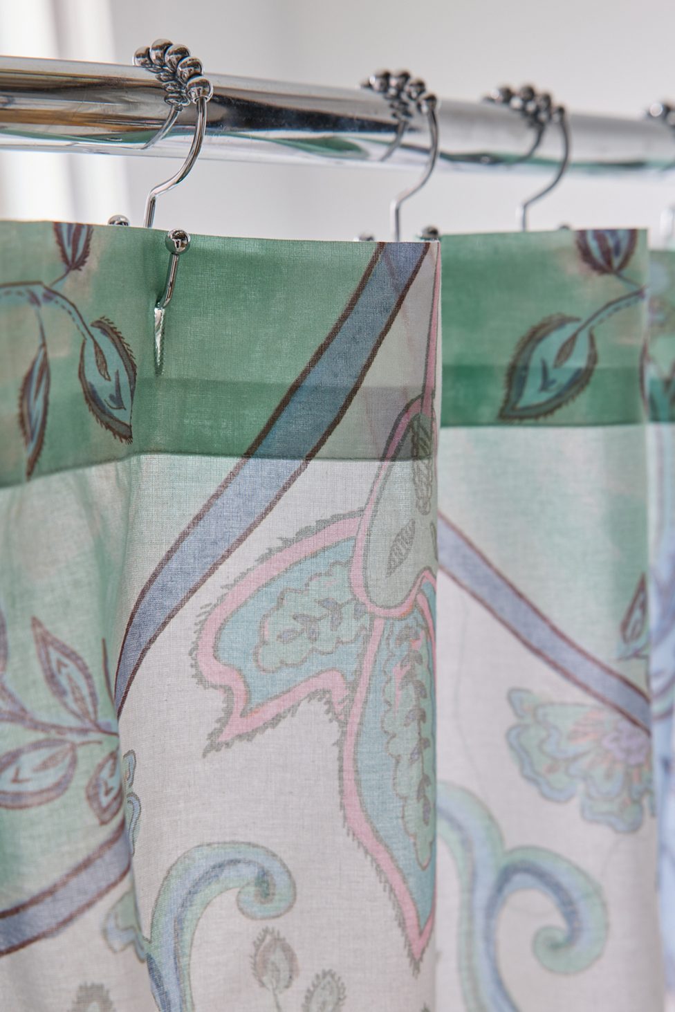 Saffron Floral Patterned Shower Curtain - Blue Multi