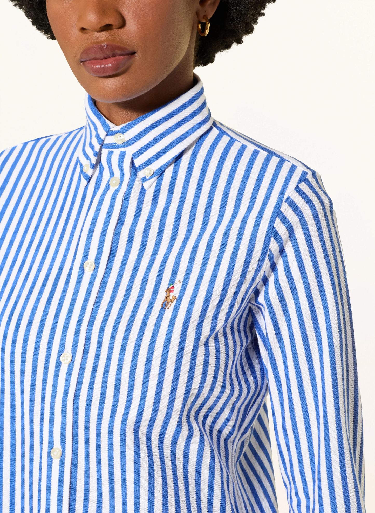 POLO RALPH LAUREN Hemdbluse aus Piqué – BLAU / WEISS