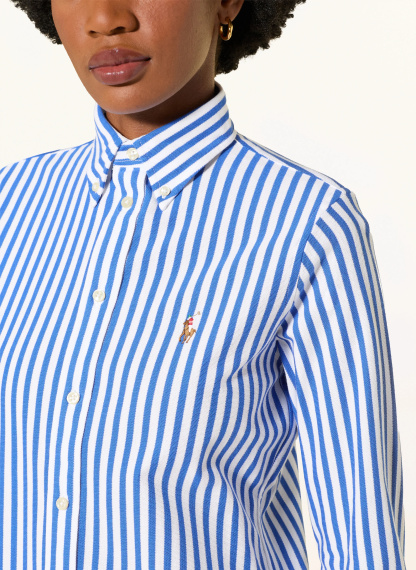 POLO RALPH LAUREN Hemdbluse aus Piqué – BLAU / WEISS