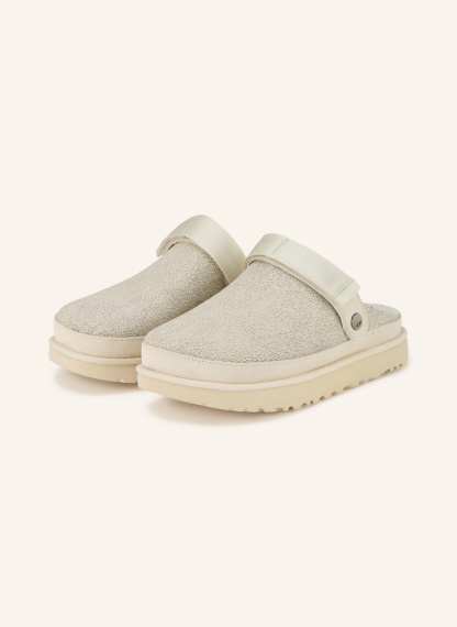 UGG Plateau-Pantoletten GOLDENSTAR CRACKLE – WEISS / SILBER
