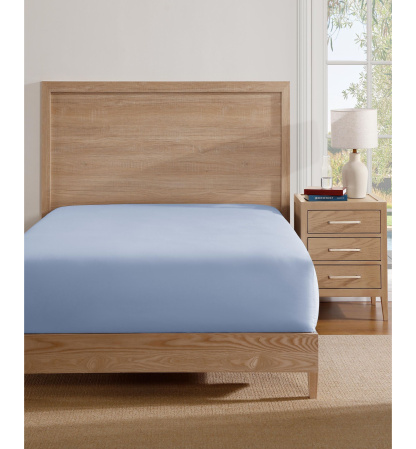 Tommy Hilfiger Essentials Solid Cotton Percale Fitted Sheets - Boathouse Blue
