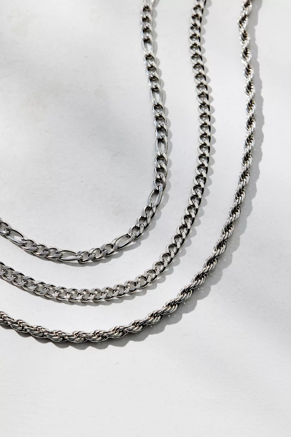 Essential Waterproof Trio Layering Chain Necklace - Silver