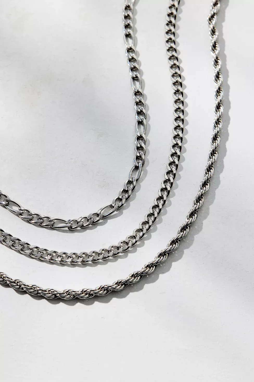 Essential Waterproof Trio Layering Chain Necklace - Silver