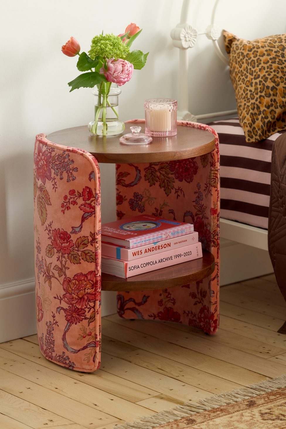 Jane Round Upholstered Storage Nightstand - Caitlyn Floral