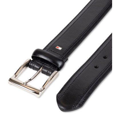 35MM Tommy Hilfiger Men’s Stitched Classic Dress Leather Belt - Black