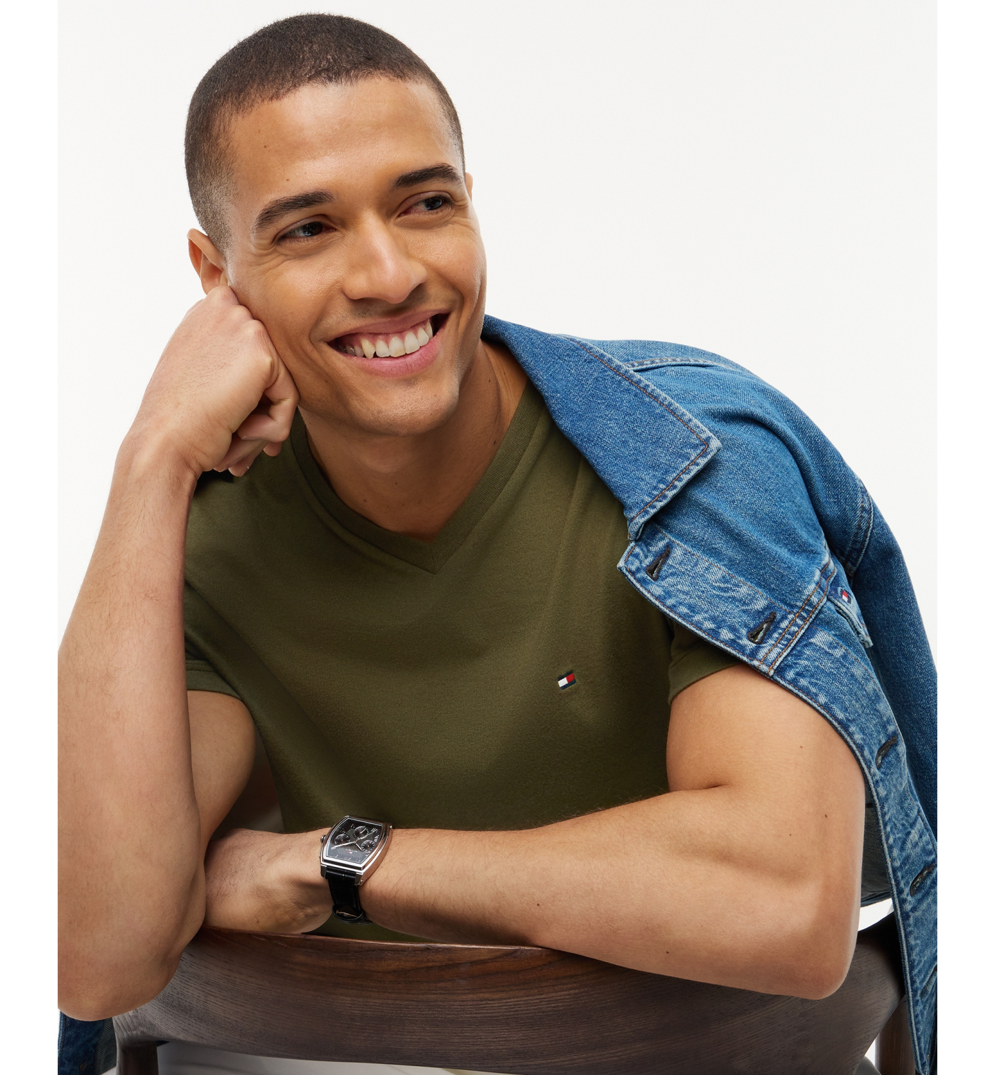 Tommy Hilfiger Men's Essential Cotton V-Neck Regular-Fit T-Shirt - Huntsman Green