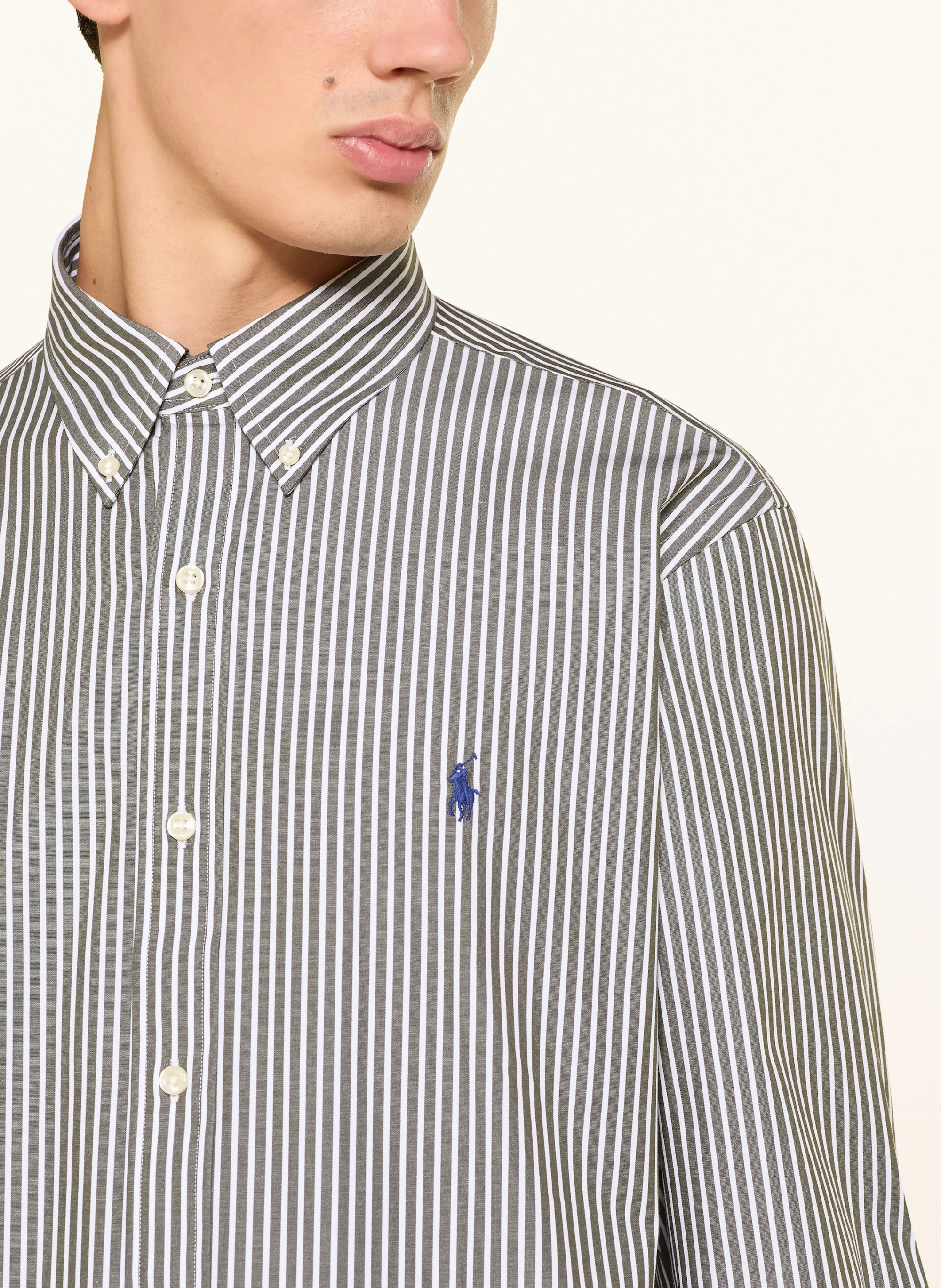 POLO RALPH LAUREN Hemd Custom Fit – GRAU / WEISS