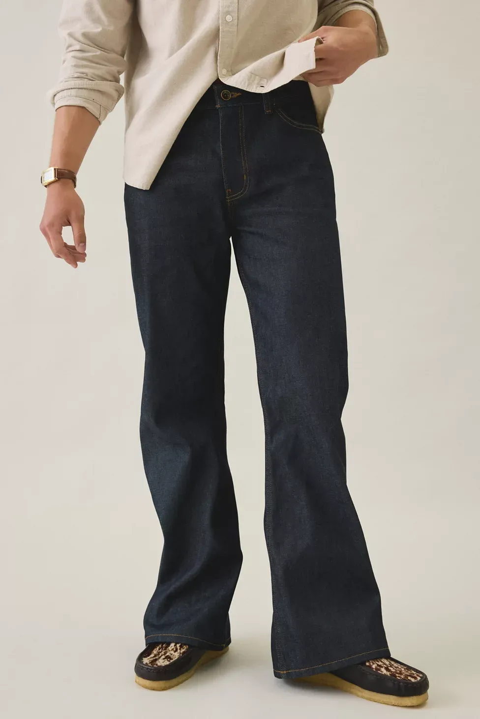 BDG Slacker Premium Selvedge Relaxed Flare Jeans - Vintage Denim Dark