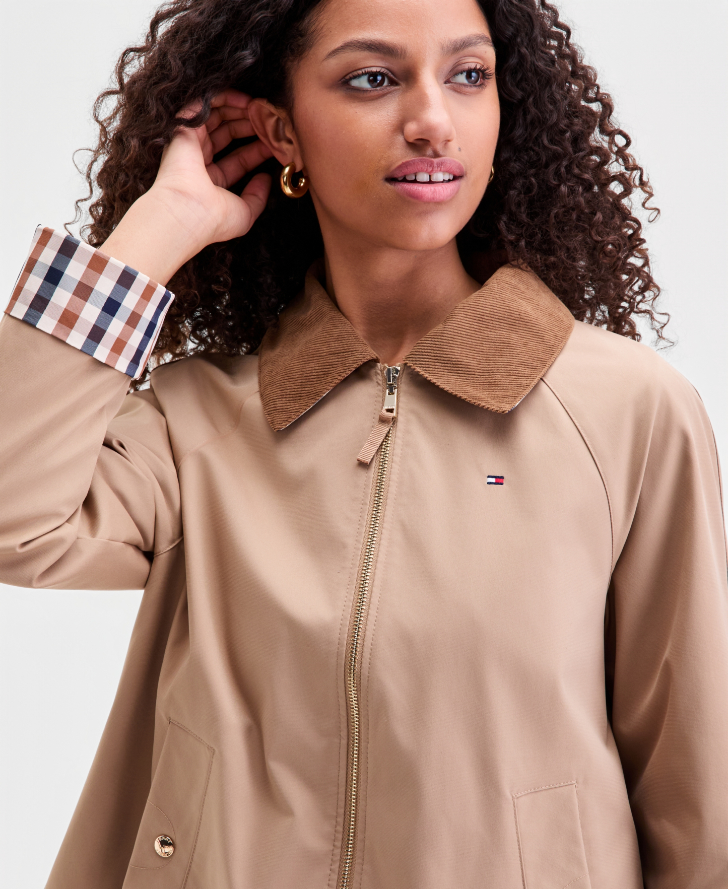 Tommy Hilfiger Women's Corduroy-Collar Barn Jacket - CAMEL
