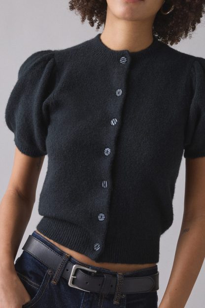 Kimchi Blue Kate Puff Short Sleeve Cardigan - Black