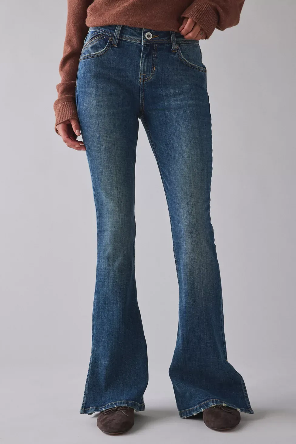 BDG Brooke Split Hem Low-Rise Flare Jeans - Tinted Denim