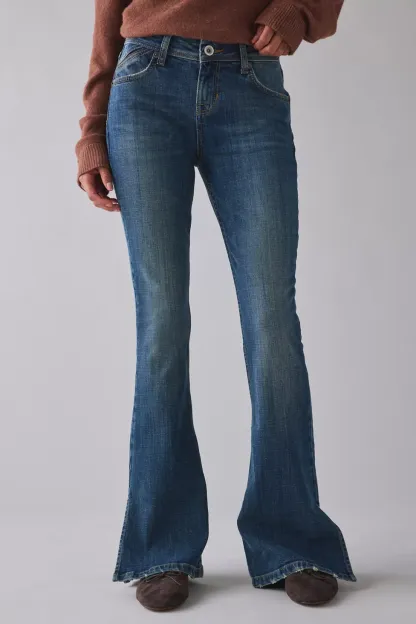 BDG Brooke Split Hem Low-Rise Flare Jeans - Tinted Denim