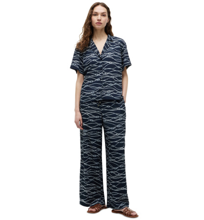 Tommy Hilfiger Women's Printed Pull-On Pants - Handdrawn Rope Dark Night Navy