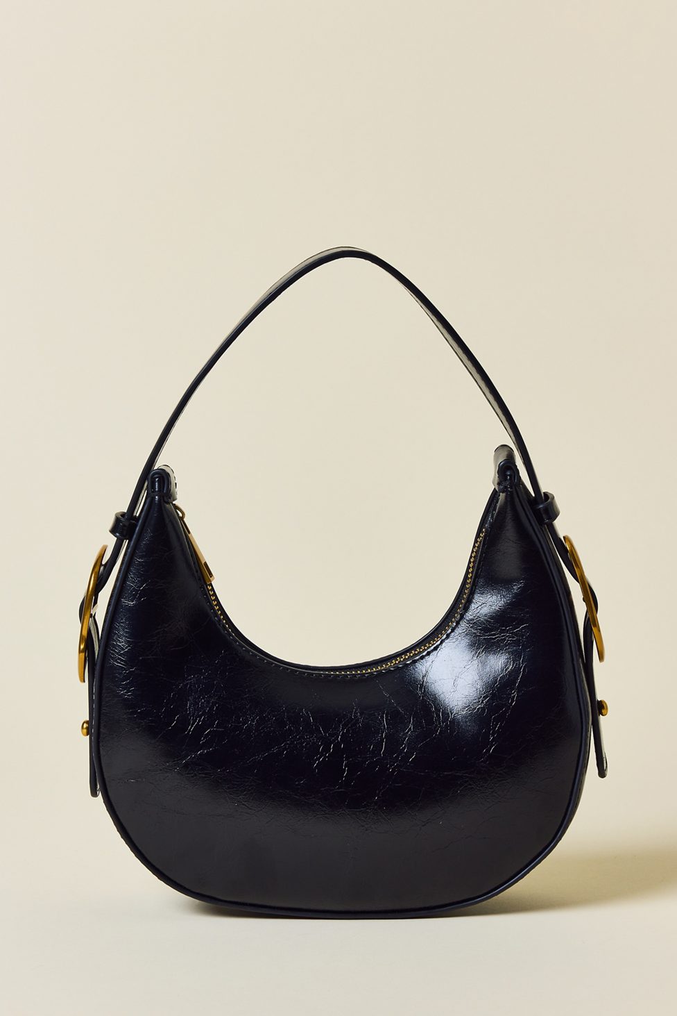 UO Ella Buckled Crescent Shoulder Bag - Black