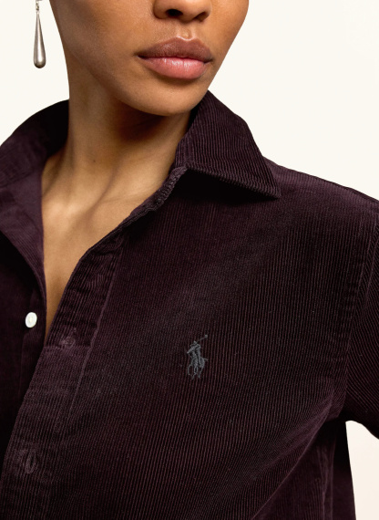 POLO RALPH LAUREN Hemdbluse aus Cord – DUNKELROT