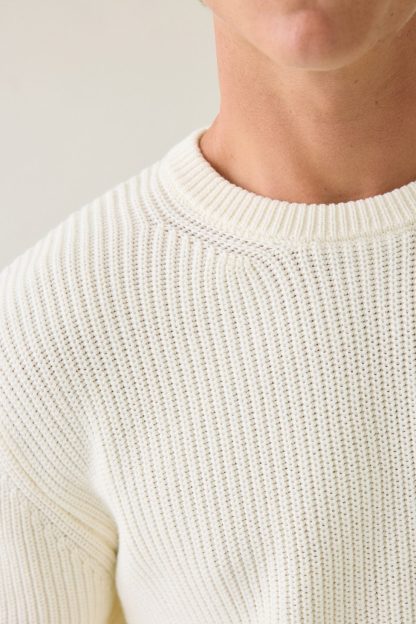 UO Acid Wash Crew Neck Sweater - Ivory