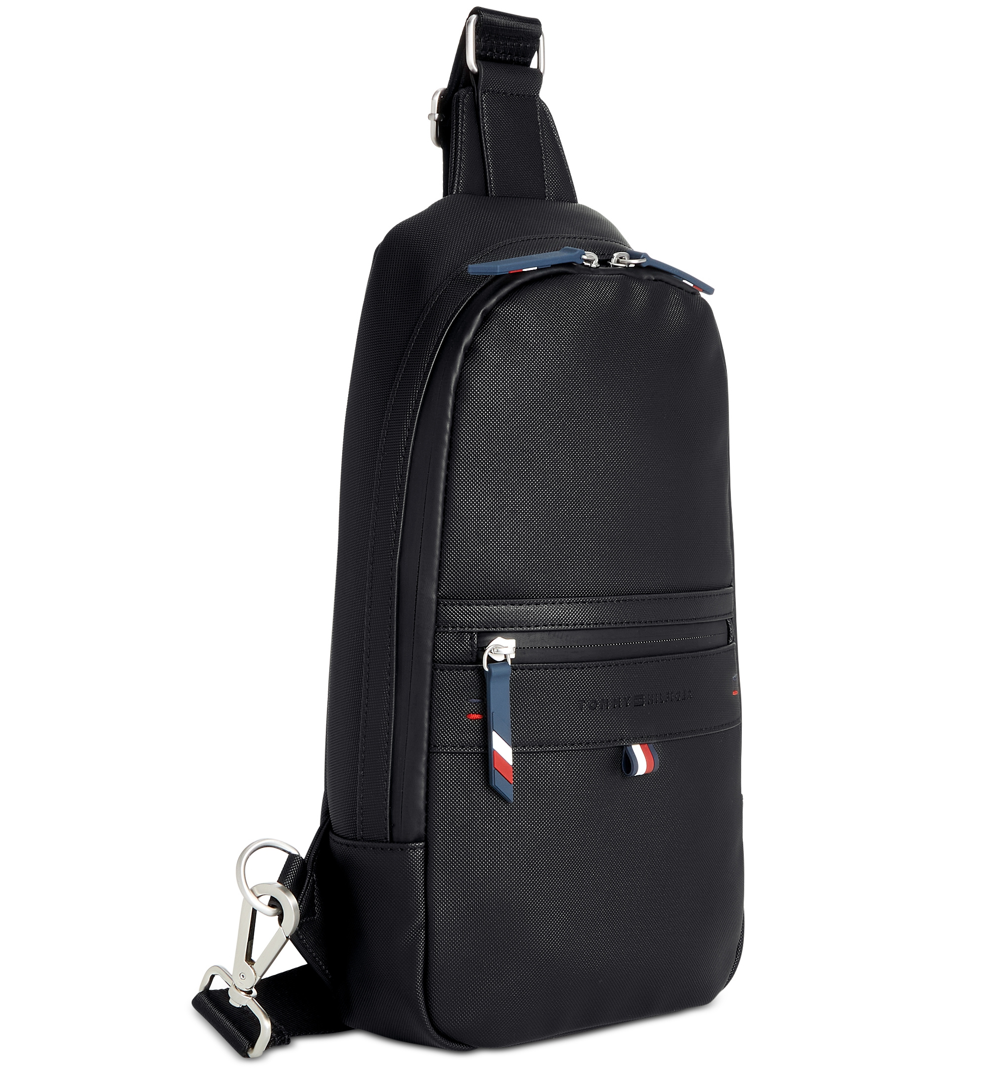 Tommy Hilfiger Men's Leo Logo Embossed Sling Backpack - Black
