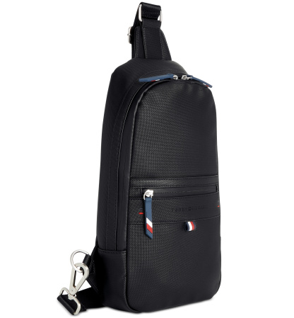 Tommy Hilfiger Men's Leo Logo Embossed Sling Backpack - Black