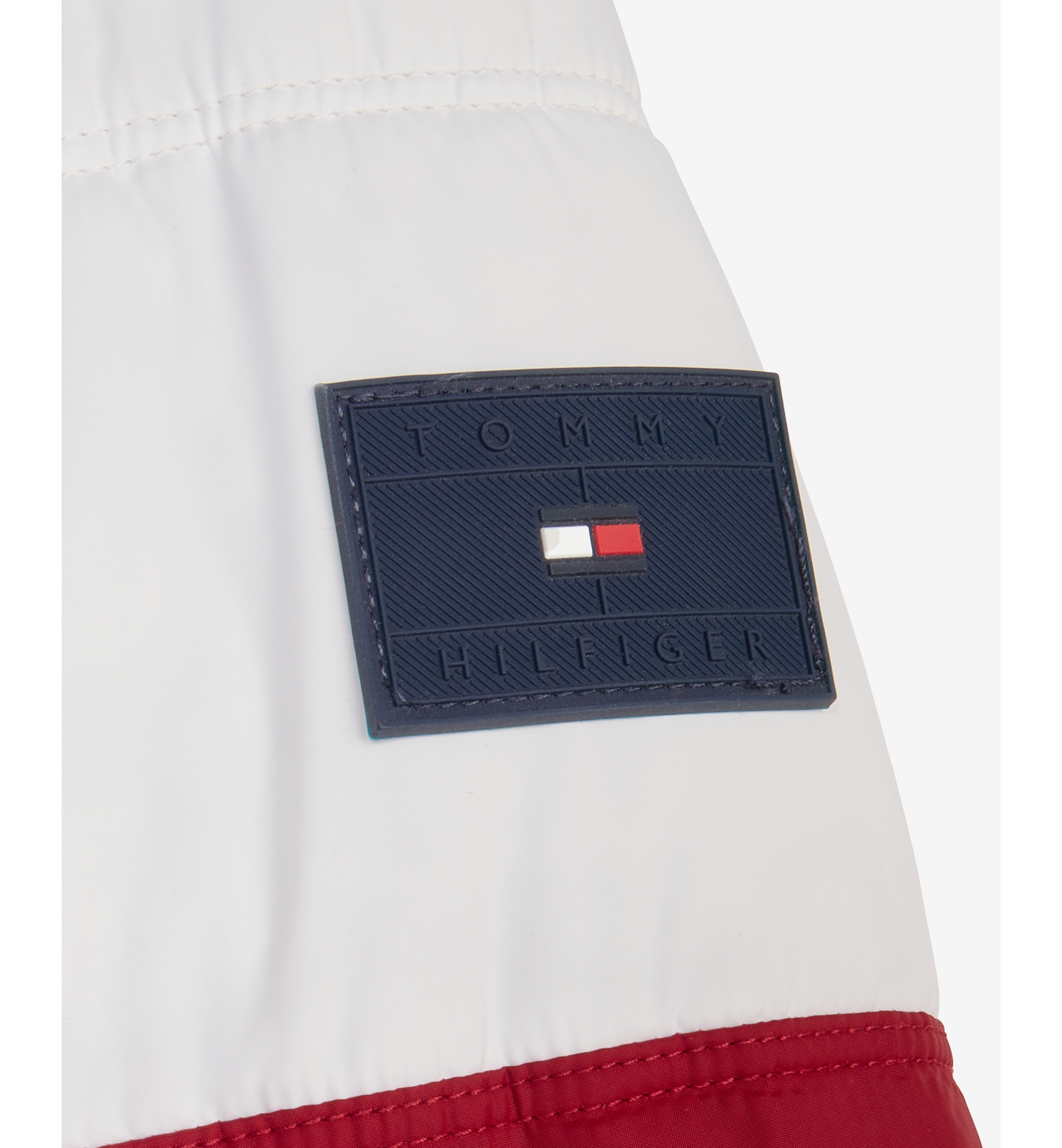 Tommy Hilfiger Men's Hooded Puffer Jacket - Red/White/Blue Colorblock