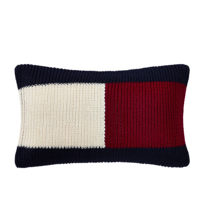 Tommy Hilfiger Rib Knit Flag Novelty Decorative Pillow, 11" x 18" - Core Navy, Red, White