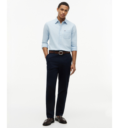 Tommy Hilfiger Men's Regular-Fit Chambray Solid Shirt - Light Blue Chambray