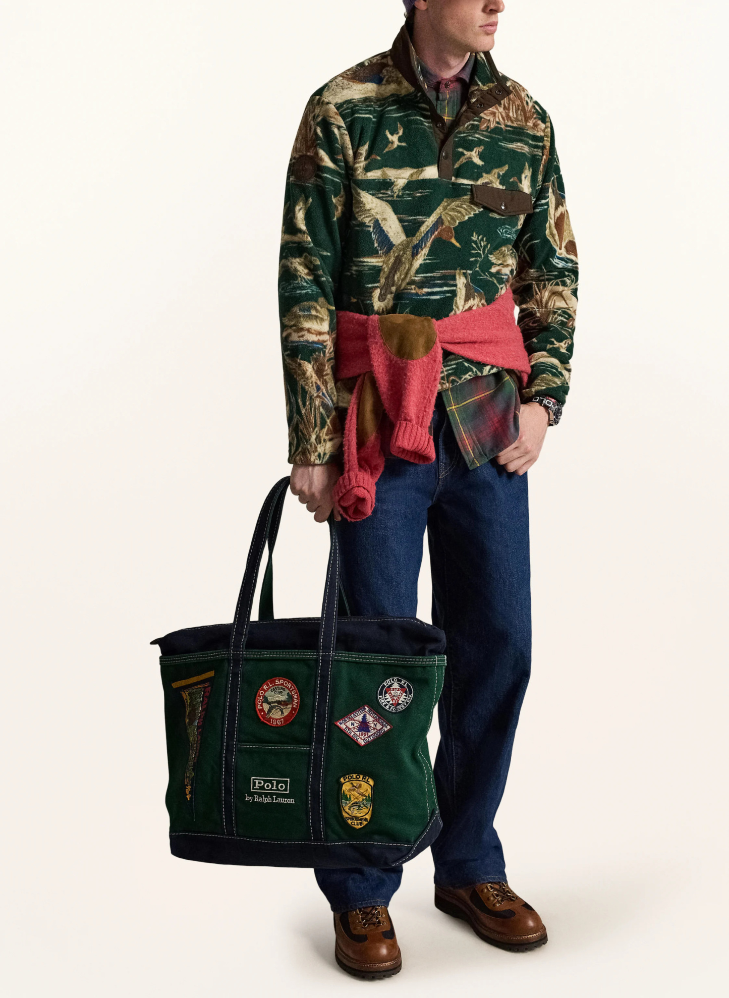 POLO RALPH LAUREN Shopper – GRÜN / GELB / DUNKELBLAU