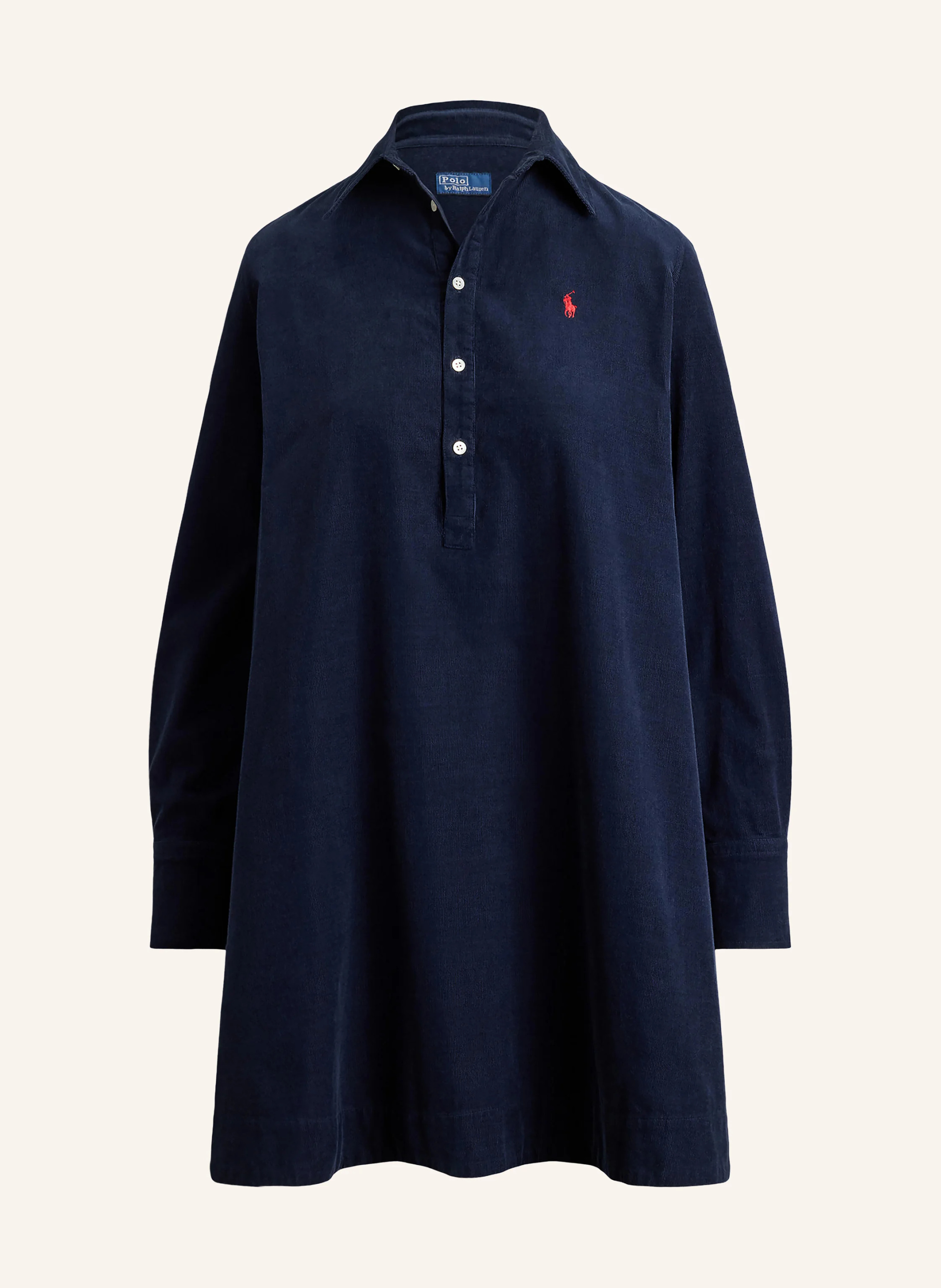POLO RALPH LAUREN Hemdblusenkleid aus Cord – DUNKELBLAU